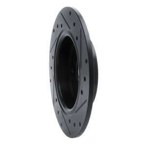 Honda Civic Coupe Brake Rotor (1) - Rear Left - R1 Concepts - Drilled and Slotted - Black - `16-`25